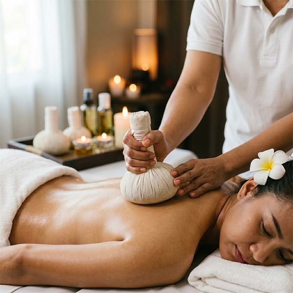 thai massage with herbal compress